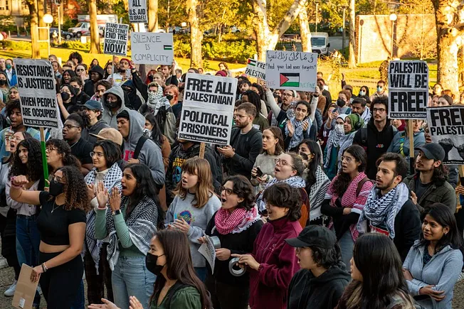 A pro-Palestinian protest at MIT on October 19, 2023—12 days after Hamas attacked Israel, killing 1,200. (Photo by Joseph Prezioso/AFP via Getty Images)